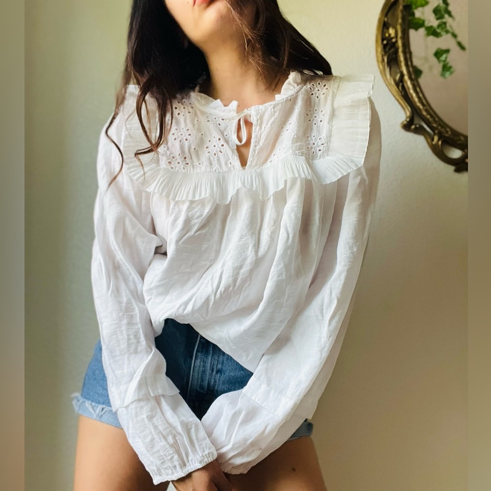 Alice Blue Cotton Boho Blouse